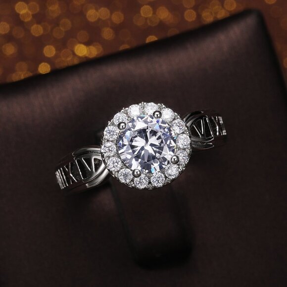 😍14K WHITE GOLD DAINTY 💎DIAMOND FASHION ANILLOS HOLLOW BAND RING, L125 - Picture 5 of 12